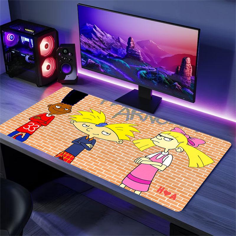 Hey Arnold! Mouse Pad, Large Gaming Desk Mat, Non-slip XXL Mousepad for Laptop & Tablet, Mini PC Playmat with Stitched Edges