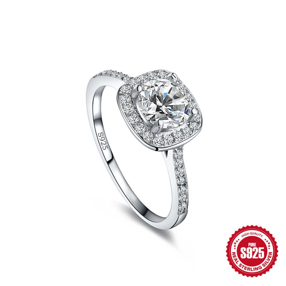 Luxury Premium Gift S925 Sterling Silver Heart Luxury Diamond Enlaid Ladies Wedding Engagement Ring Ring