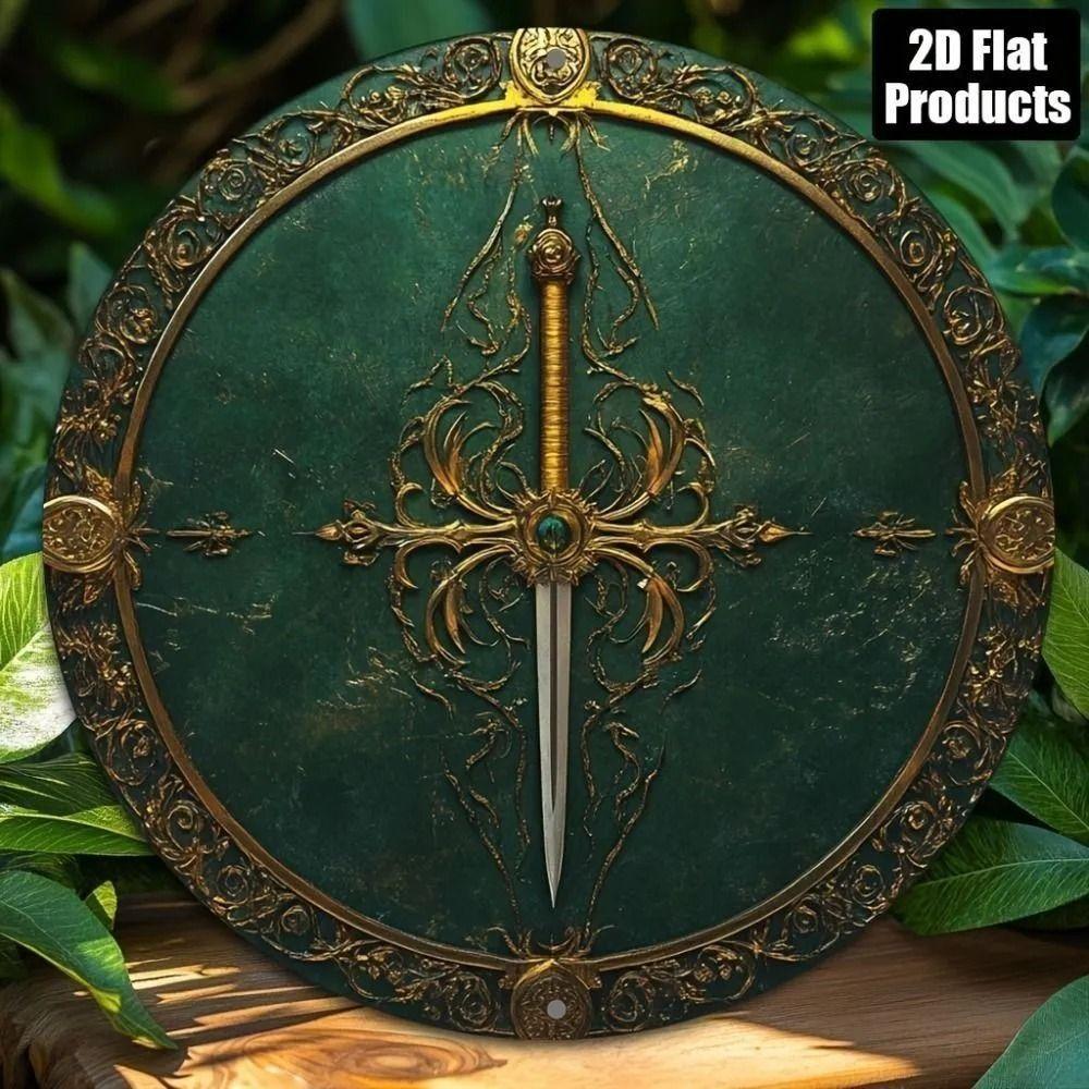 Round Metal Poster, Retro Embossed Viking Shields, Home & Garage Decor