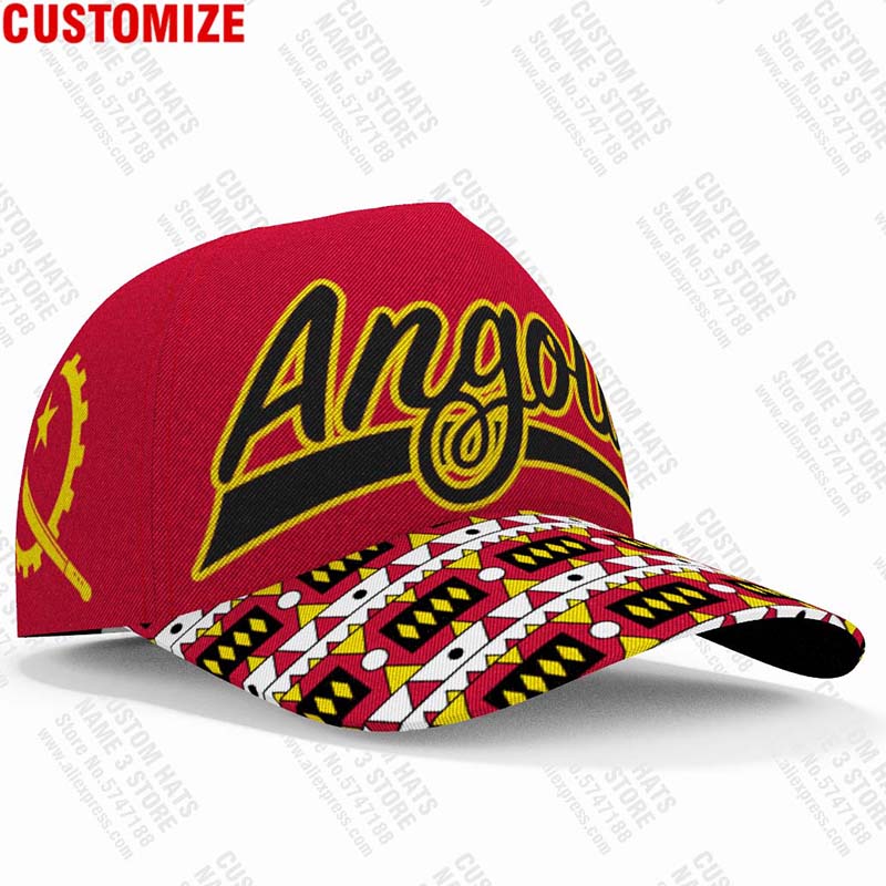 Angola Baseball Cap Free 3D Custom Made Name Number Team Logo Ao Hat Ago Country Travel Portuguese Nation Angolan Flag Headgear