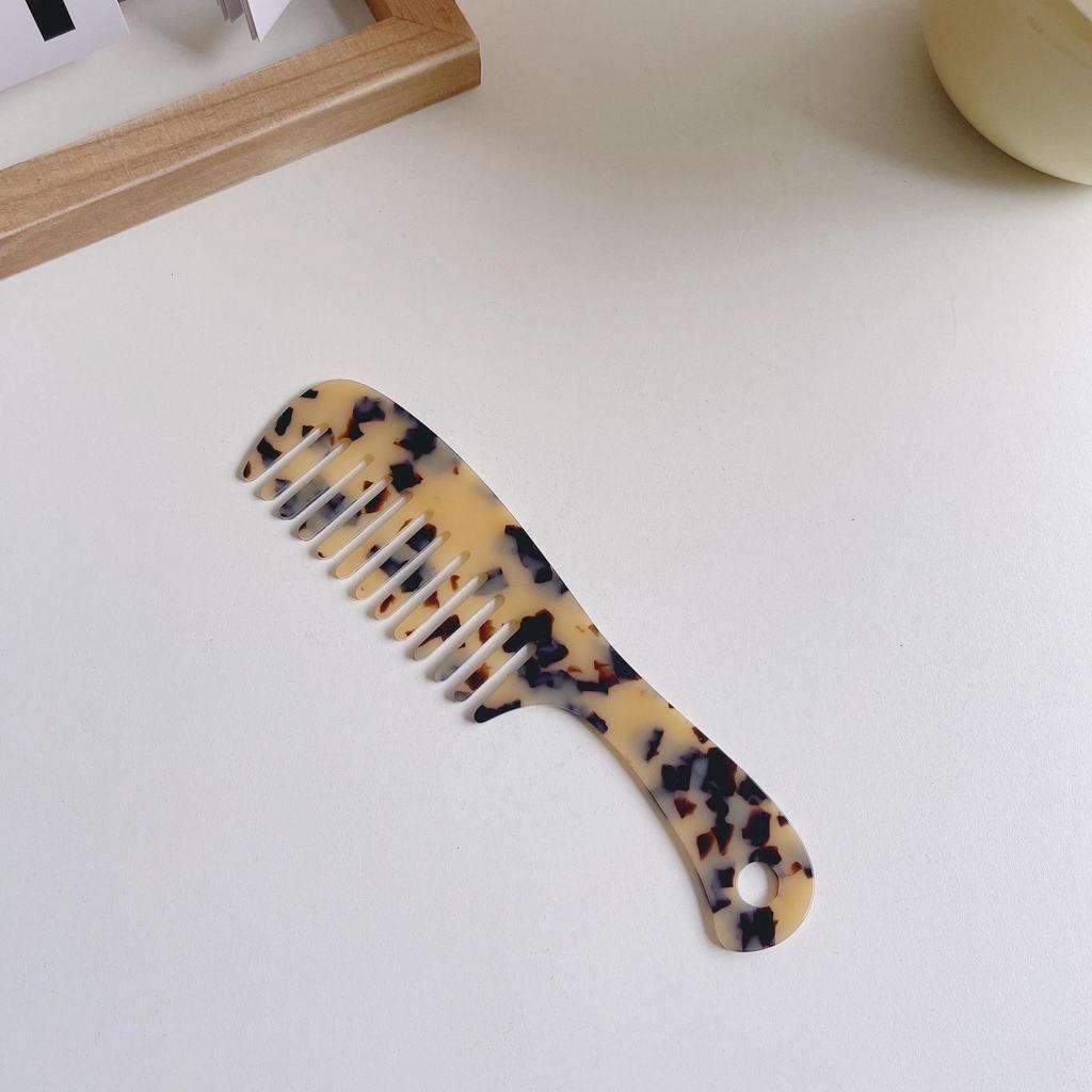 European & American Fashion Marble Texture Acetate Hair Comb - Large Handle, Anti-Static