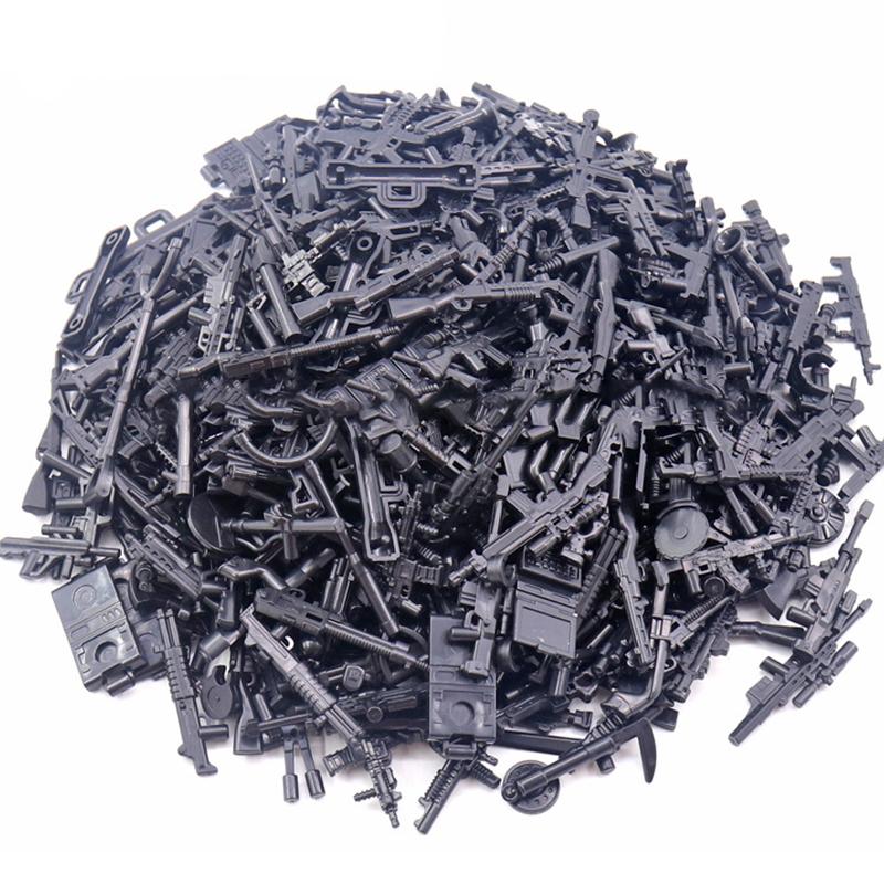 50g/Vrecko Vojenská Séria Stavebné Kocky Príslušenstvo Zbrane Pištole Balenie Diely WW2 Mesto SWAT Príslušenstvo DIY Kocky Hračky Pre Chlapca Darček