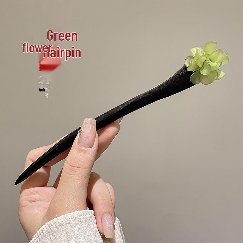 High-End Chinese Wooden Hairpin with Tassels – Ancient Style Ebony Faux for Women