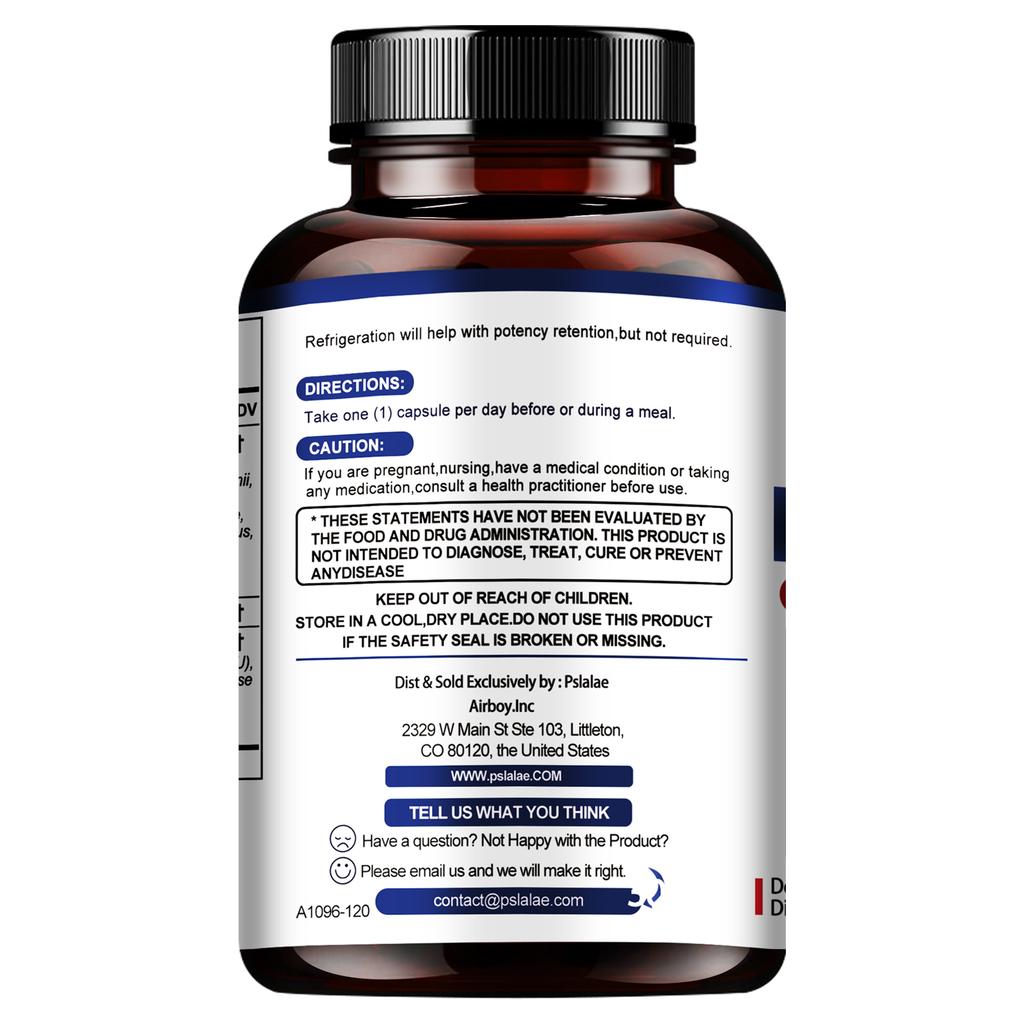 Pslalae 3-in-1 Daily Probiotic Capsules (with Prebiotics and Digestive Enzymes) – Digestive Health