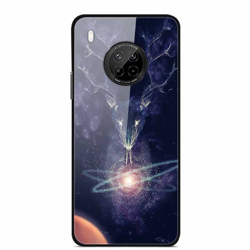 For Huawei Y9A Cases Y8P Y7P Y5P P40 Lite Tempered Glass Hard Back Covers For Huawei P Smart 2021 2020 Cases Bumper Painted Capa