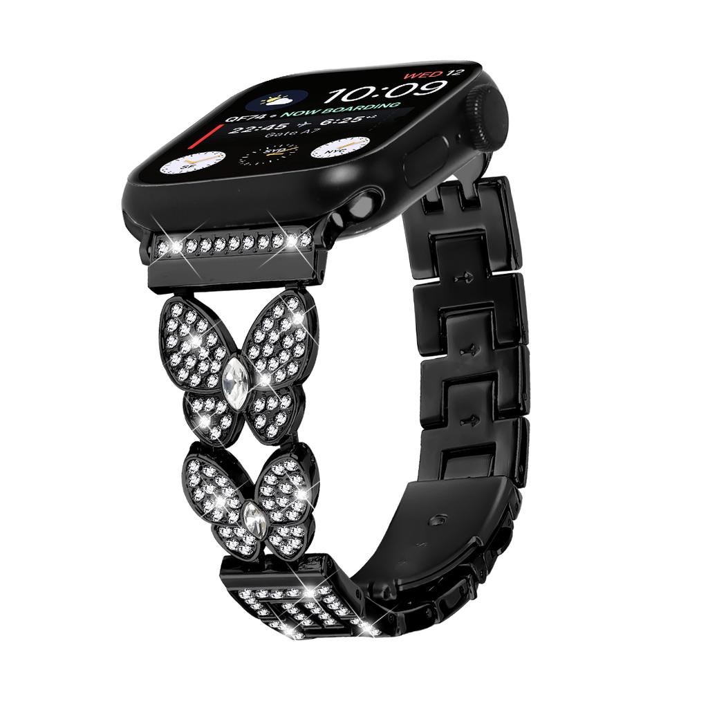 Luxury Stainless Steel Watch Strap Unique Butterfly Diamond for Apple Watch Band 8/9/10 Ultra Metal Woman I Watch Strap