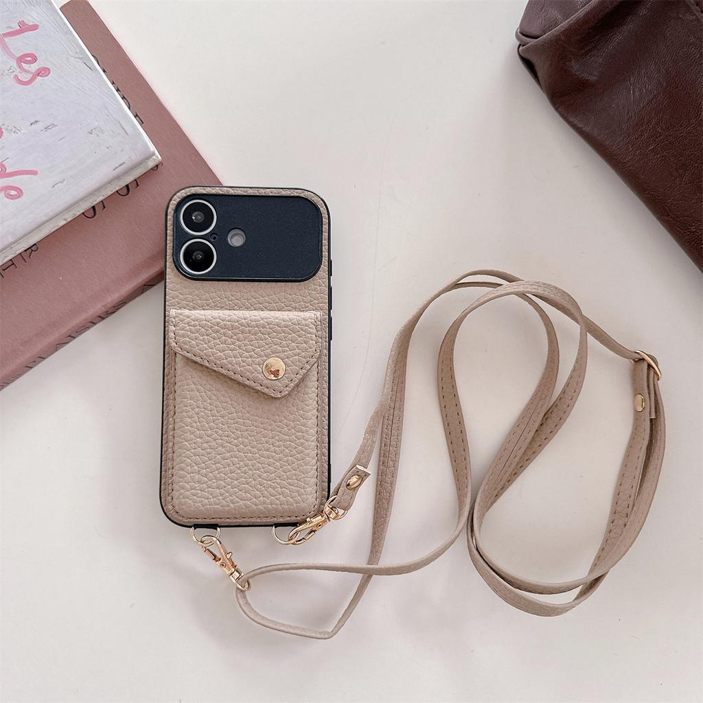 Crossbody Strap Lanyard Wallet Leather Phone Case for IPhone 17 Air 16 15 14 Plus 13 12 11 Pro Max Card Holder Shockproof Cover