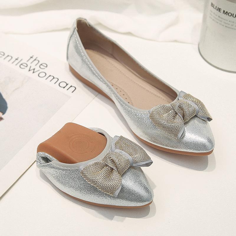 

Soft Sole Foldable Women Ballet Flats Bow-knot Ladies Shoes Office Big Size 43 Female Loafers Spring Autumn Shoes Woman WSH4219 34