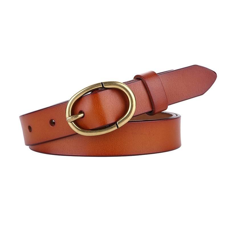 Minimalist Cowhide Belt For Women With Pin Buckle For Work And Weekend Use