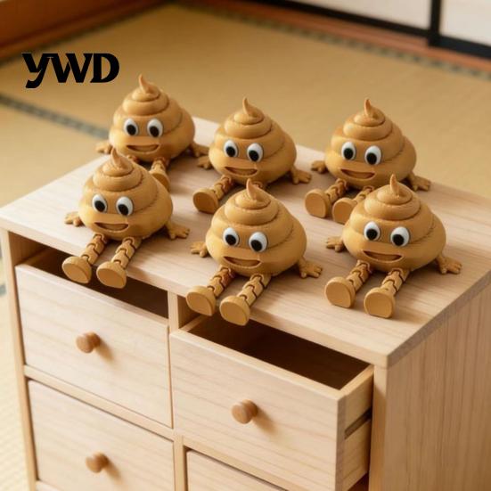 Funny Office Gadget 3D Printed Poop Figurine, Articulated Cartoon Fake Desk Toy Portable Decompression Figure with Movable Joints, Novelty Gag