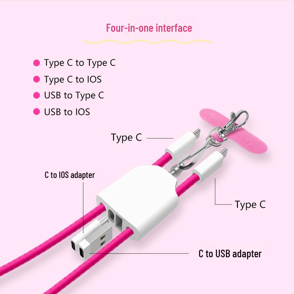 Custom Logo Multi-Function Sling Lanyard: 4-in-1 Fast-Charging Crossbody Data Cable