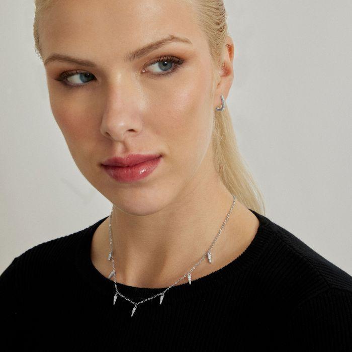 Luxenter Collier De Zirconium Brillant Finition En Rhodium - Imion