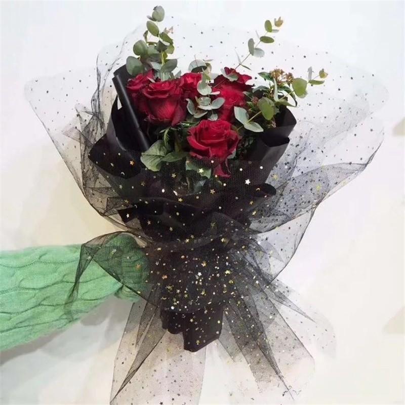 Звезда Луна пряжа золото серебро блестки звездная пряжа Ins супер красивая кружевная сетка цветочный упаковочный материал букет цветочная пряжа сетка