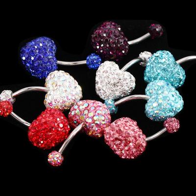Crystal Stainless Steel Heart-shaped Body Piercing Navel Piercing Belly Button Rings Umbilical Ring