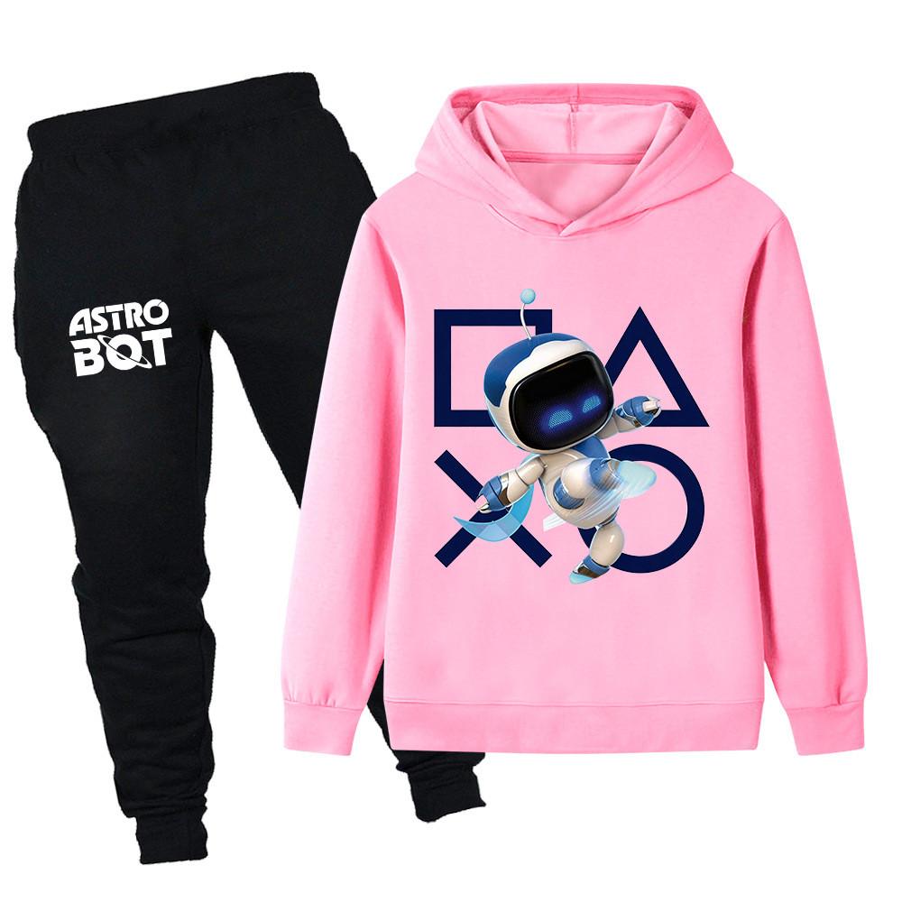 PB1338 2pcs/set Kids Boys Girls Astro Bot Printed Long Sleeves Hoodie Trousers Clothes Sets