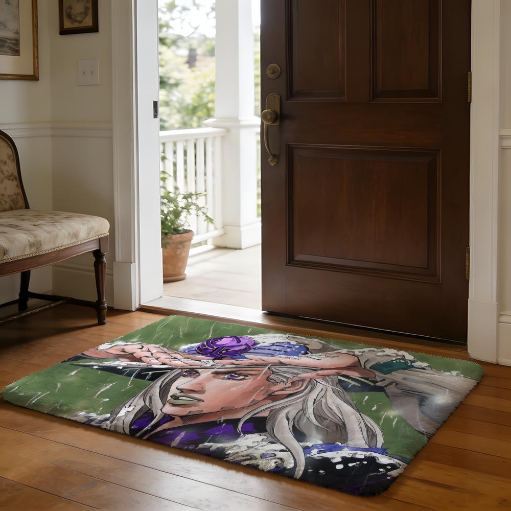 Fußmatte Weicher Flanellteppich Rutschfeste Saugfähige Matte für Badezimmer Schlafzimmer Heimdekoration Anime J JoJos Bizarre A Adventure