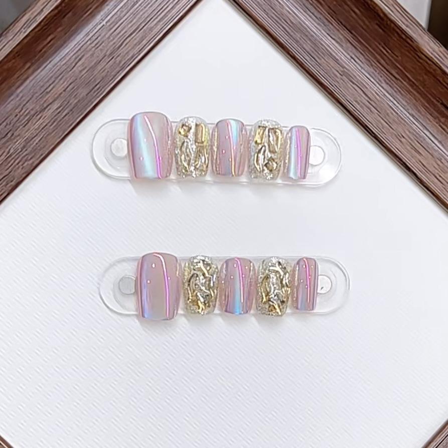 Hand-worn Armor Mengqiao Electroplating Cat Eye B Blast Flash Champagne Broken Diamond Gentle Whitening Manicure Patch