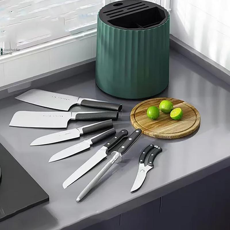 Rotating Knife Holder, Multifunctional Rotary Knife Holder, Removable Sticks, Cutlery, Utensils, Storage Tank, Kitchen Tool