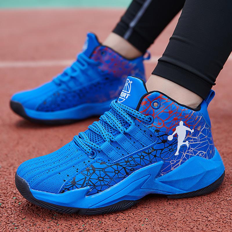 Zapatillas de baloncesto juveniles para hombre de caña alta de malla transpirable, antideslizantes y resistentes al desgaste, zapatillas de combate real para estudiantes, zapatillas deportivas para niños, para mujer