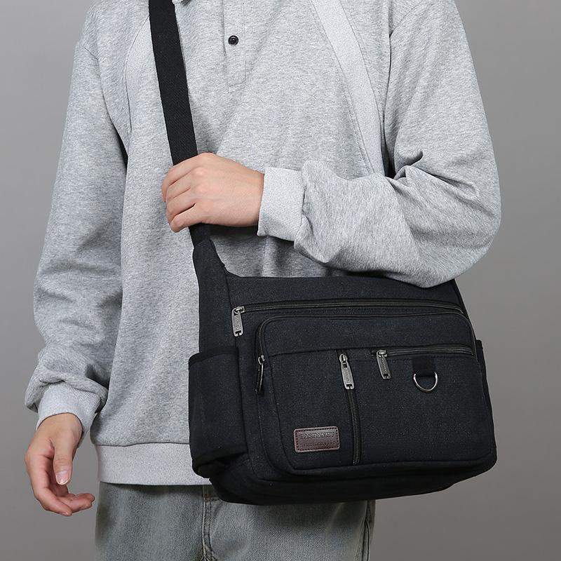 Bolsa Transversal de Lona Vintage para Homens - Bolsa de Ombro Estilosa Tote Mensageiro (Portátil Durável para Viagem e Uso Diário)