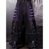 Punk Dark Street Style Wide Leg Pants Women Sheer Mesh Patchwork Loose Trousers