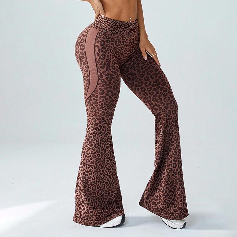 Women's Seamless Leopard Print High-Waist Wide-Leg Yoga Pants