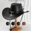 Popular Men's and Women's PU Leather Cowboy Hats, Unique Punk Cow Head Leather Metal Rivet Belts, Camping Party