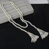 Elegant Stackable Beaded Necklace for Women Pearl Fringe Pendant Sweater Necklace Fashion Luxury Party Jewelry Gifts Daily Wear