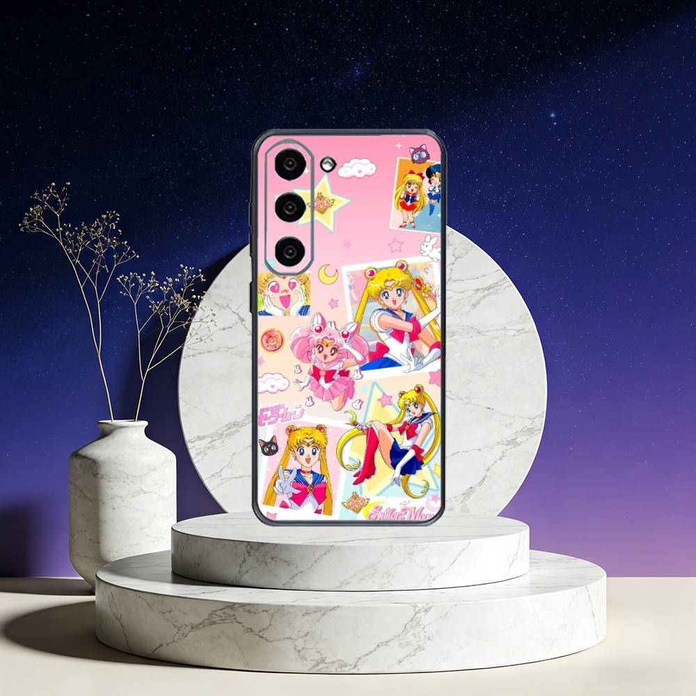 S-Sailor Moon Anime Phone Case For Samsung Galaxy A73,A72,A71,A70,A53,A52,A51,Others Soft Black Cover