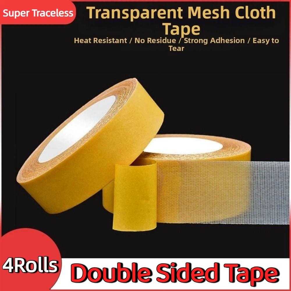 4Rolls Strong Adhesion Cloth Base Tape Heat Resistant Grid Fiber Tape Carpet Adhesive  Home Decor
