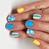 24 Pcs Lovely Flowers False Nail Solid Color Artificial Nail Simple Full Cover Stick on Nail Short Square Press On Nail