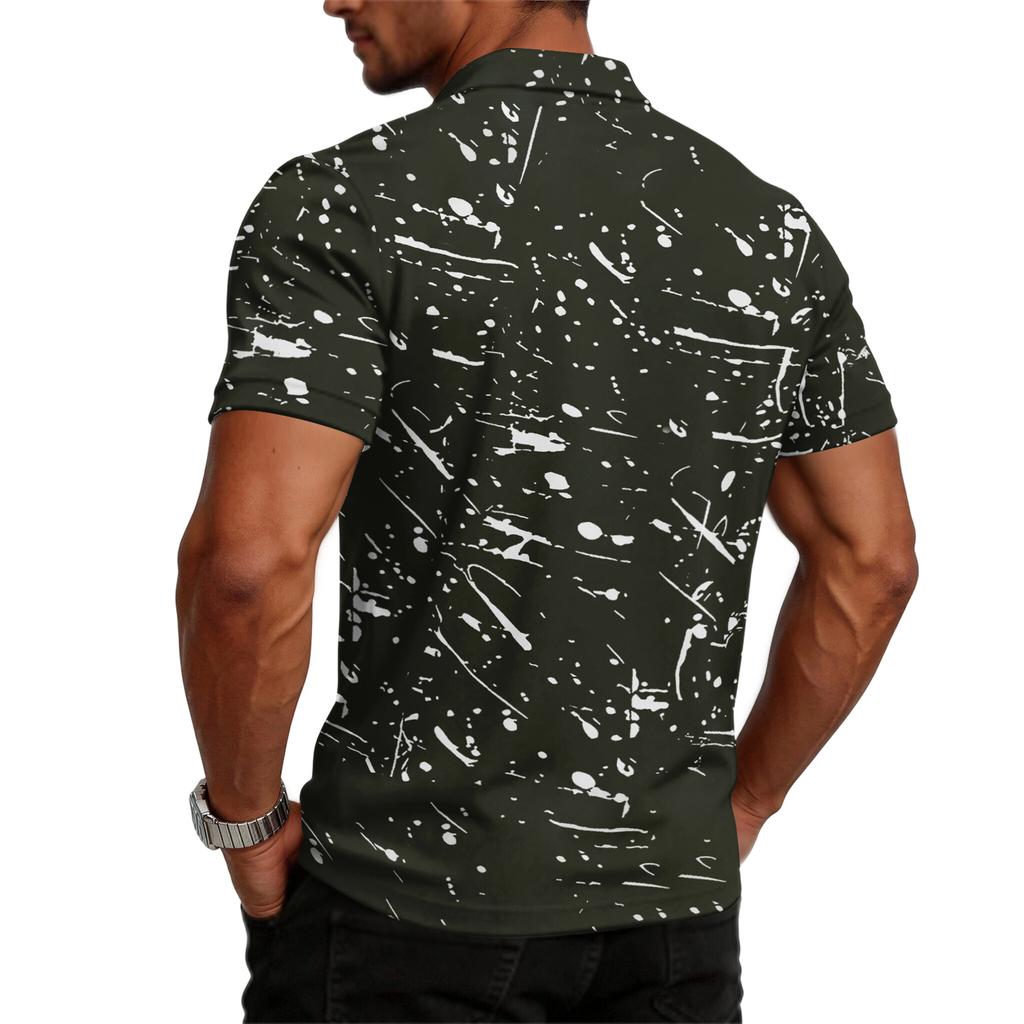 Camisa Polo de Manga Corta para Hombre con Estampado Abstracto Corte Clásico Cuello de Botones Tejido Suave Transpirable Top Informal