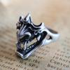 Vintage Silver Demon Devil Open Ring for Teen Young People Hip Hop Gothic Personality Party Anniversary Jewelry Present