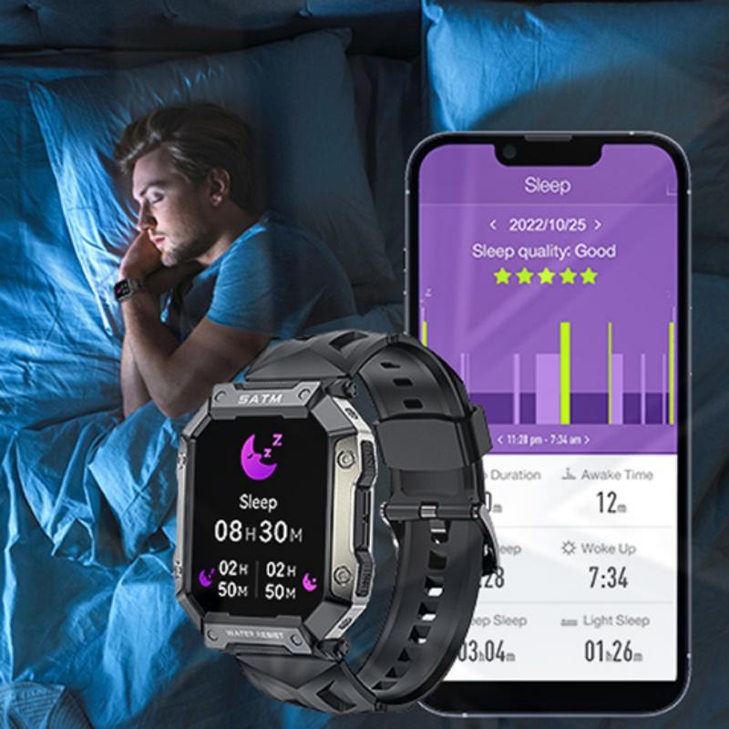 Rainbuvvy PG333 Smart Watch 1,92-Zoll-Touchscreen Bluetooth-Anruf Herzfrequenz Schlafüberwachung Schrittzähler Outdoor-Sportuhr