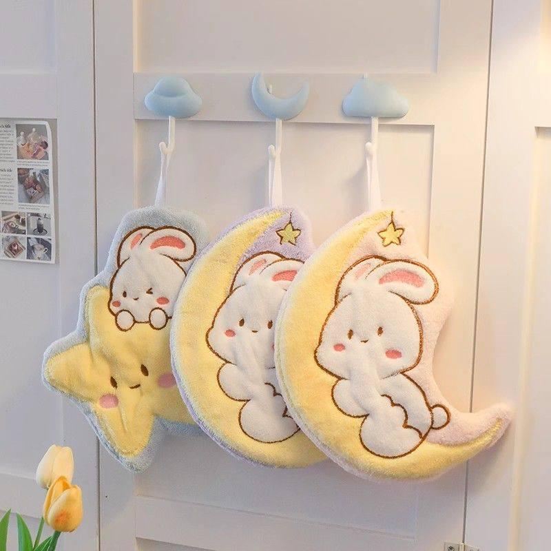 Quick-Dry Moon Rabbit Coral Fleece Hand Towel