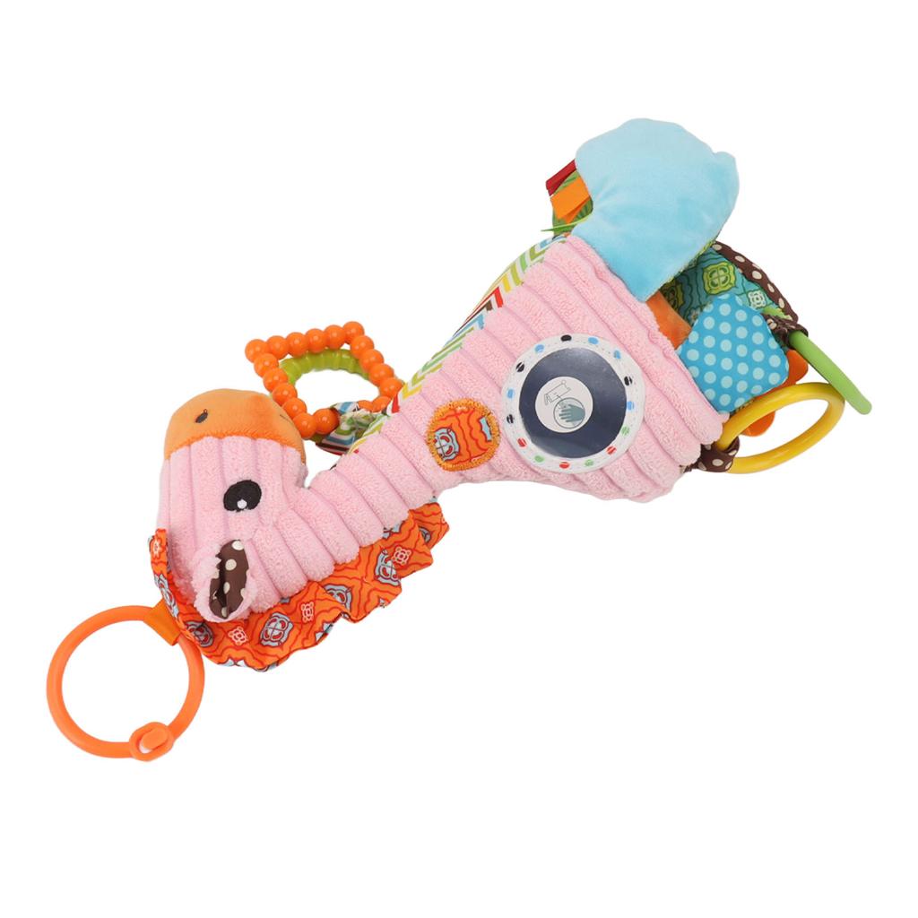 Infant Stroller Rattle Bell with Teether Mirror Cute Giraffe Plush Doll Baby Car Bell Toy for