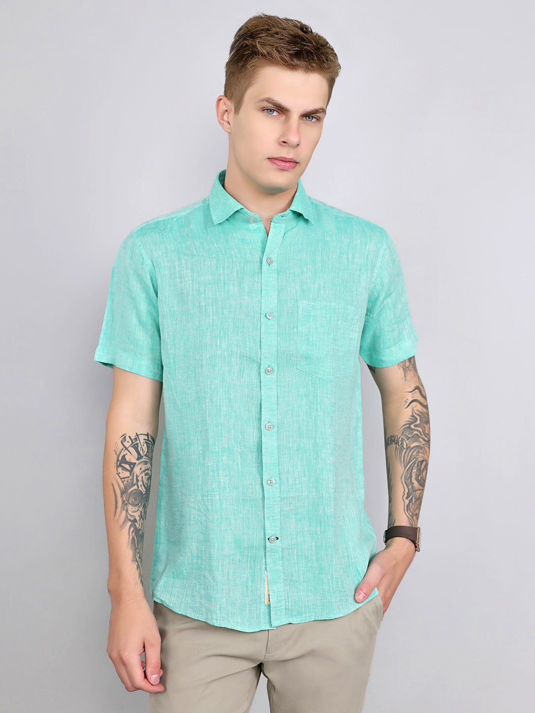 Monte Carlo Men Regular Fit Green Shirt зелёный