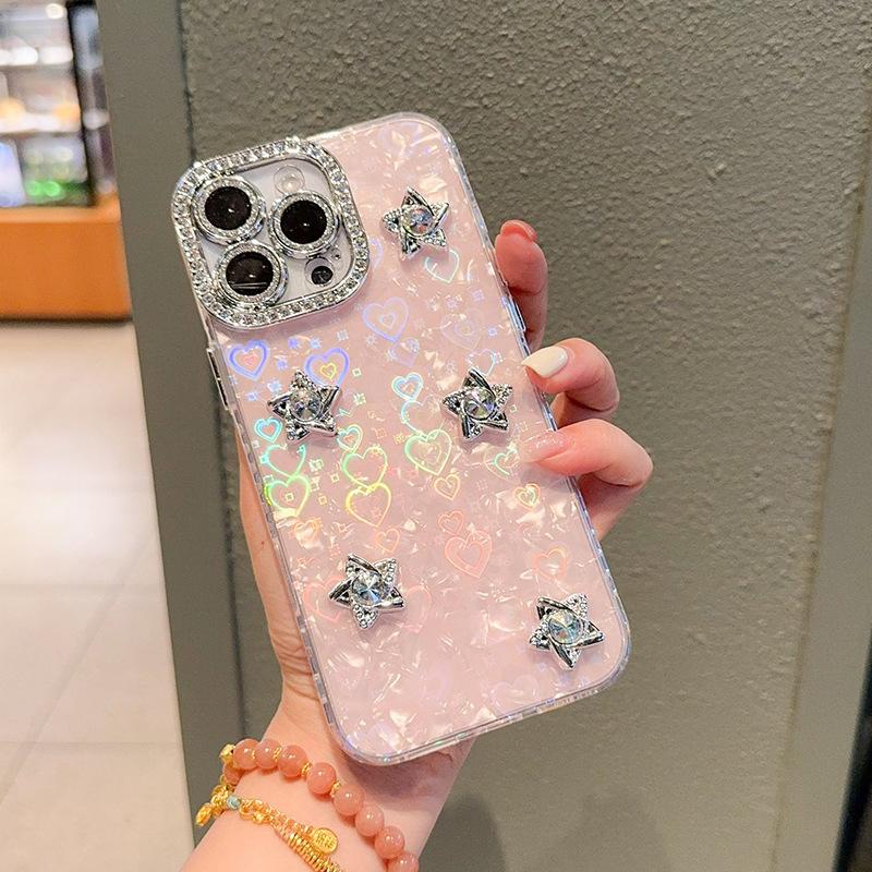 Applicable To Iphone17Promax Creative Fashion Mobile Phone Case Apple 16 Rhinestone Star 14Plus Laser Love