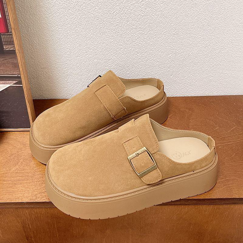 Women's 2024 Autumn Thick-Soled Closed-Toe Height-Increasing Outdoor Slip-On Casual Slippers