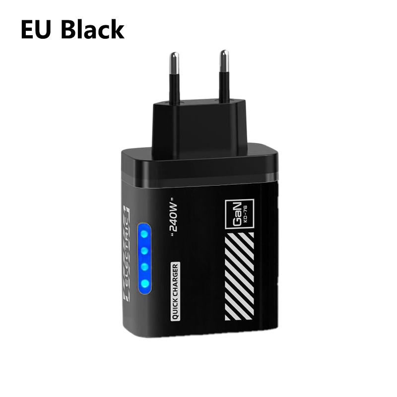 240W 5portová nabíječka na mobilní telefon 2x USB 3 Type C Rychlé nabíjení PD QC 3.0 Quick Charge Adaptér do zásuvky US EU Pro Xiaomi