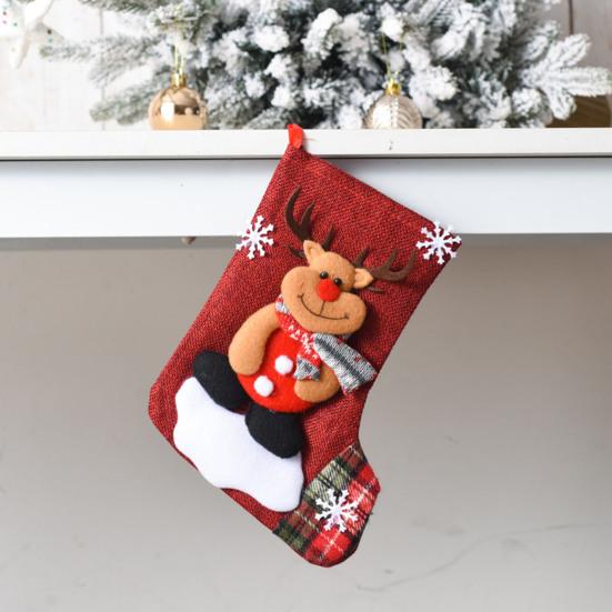 Christmas Stockings Large Plush 3D Santa Snowman Reindeer Bear Hanging Stockings for Mantel Tree Fireplace Holiday Party Decor