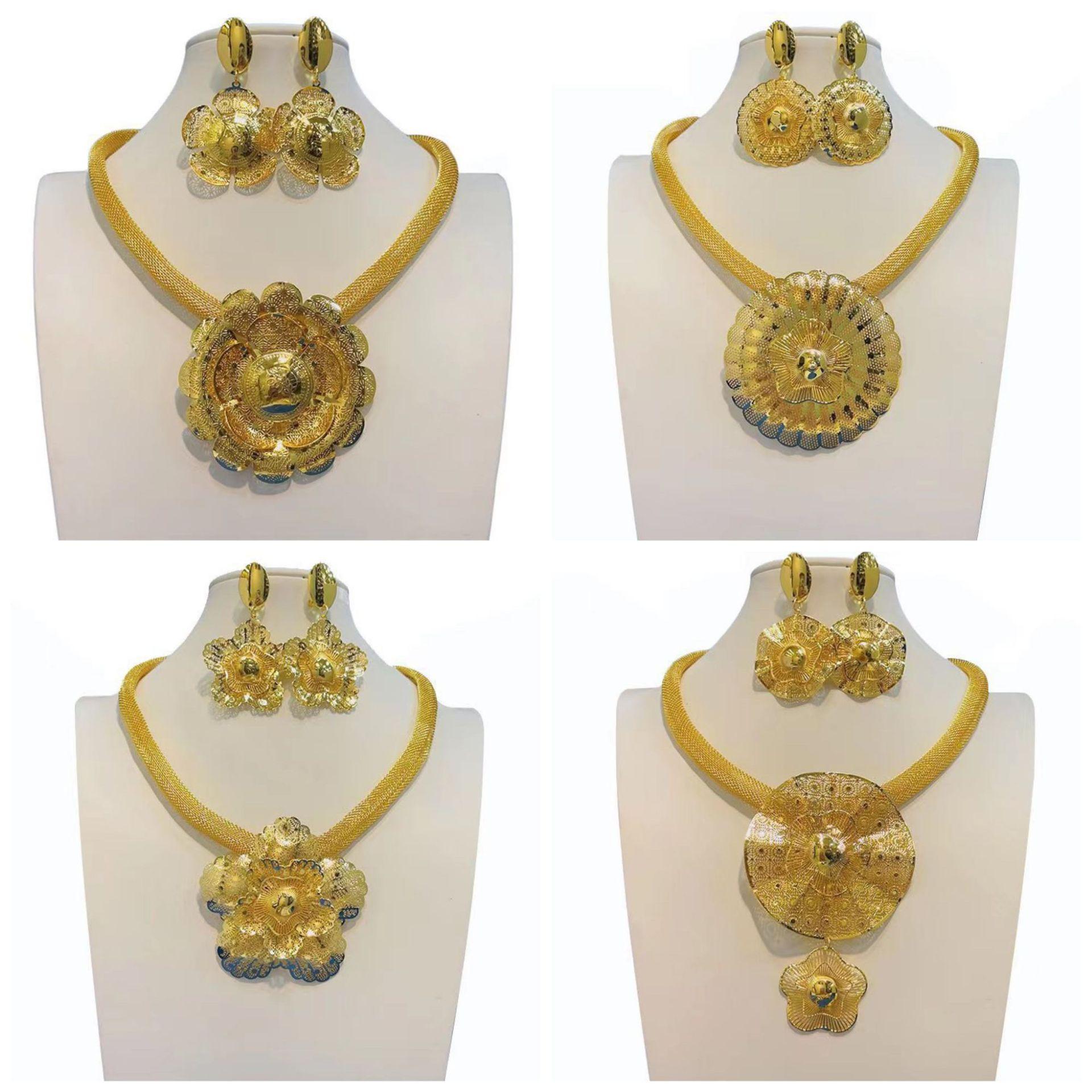 

Дубай, преувеличенные разноцветные узоры, свадебное торжество, африканские свадебные украшения, ожерелье, серьги, популярные ювелирные изделия в Саудовской Аравии, комплект из двух предметов