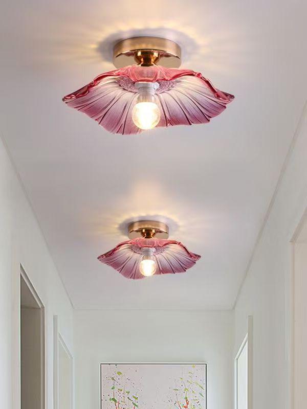Purple Glass Flower Chandelier - Retro Bedside Lamp for Restaurant, Bar, or Homestay in Japanese Brass Style.