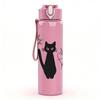 1PC Black Cat Star Doodle Art 750ml Color Plastic Sports Water Bottle Leakproof Flip Straw Lid Suitable for Sports Office Home Use