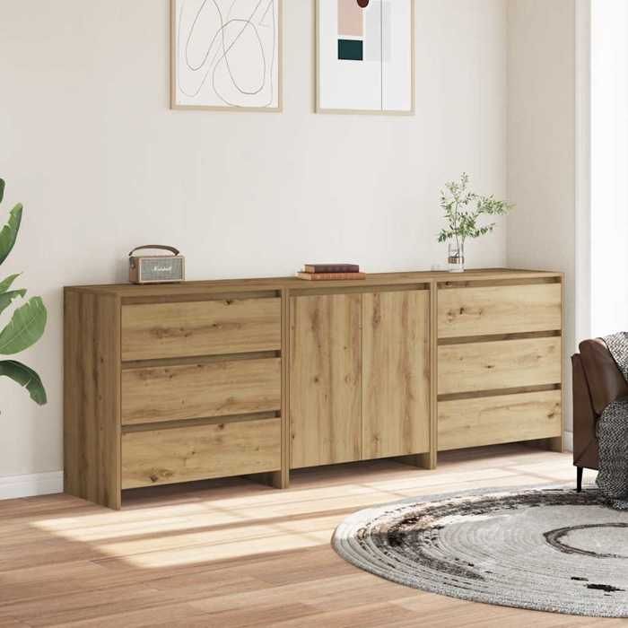 VidaXL Buffet 3 pcs chêne artisanal bois d'ingénierie 3329180