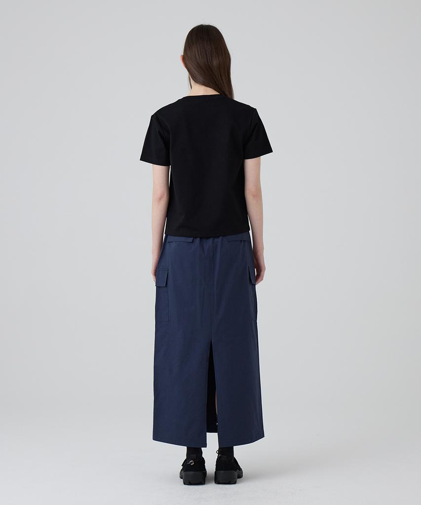 Dangled Drop Dgdp Cotton Maxi Skirt_Navy