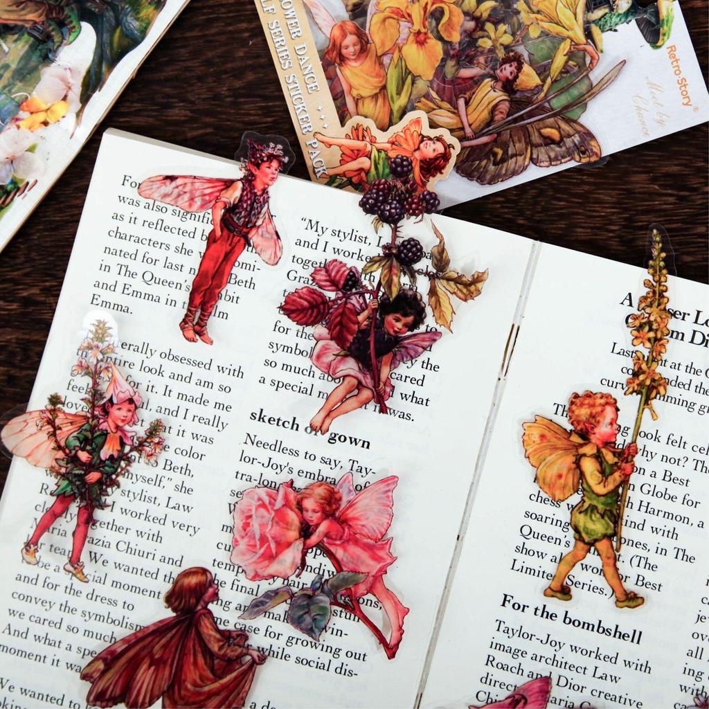 RetroStoryPET Bloemenspookje Stickers: Retro Journal & Collage Decoratie