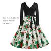 Costume Party Dress Long Sleeve Large Hem Slim Waist Tied Patchwork Dress for Christmas