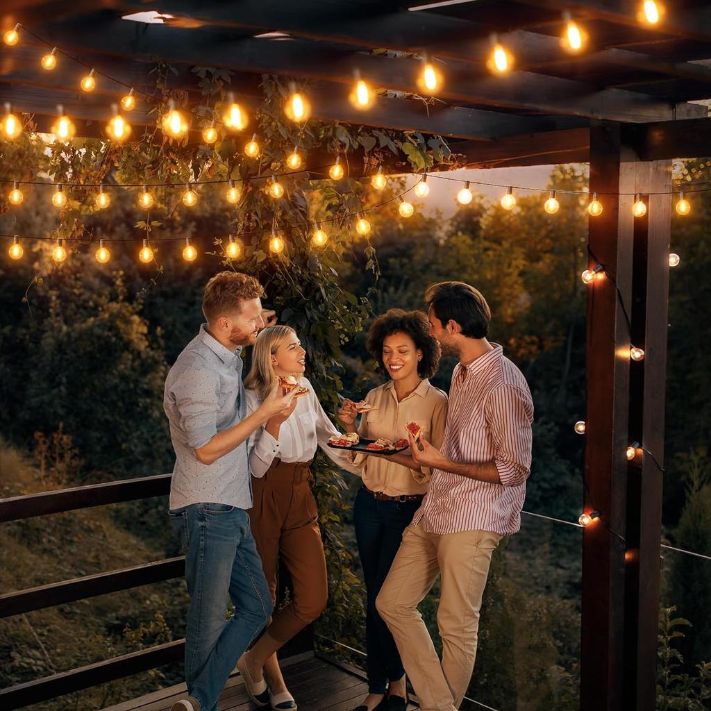 Mexllex 15.5M G40 Solar String Lights Outdoor, 8 Light Modes, Globe Patio Waterproof Plastic Bulbs for Balcony Garland Wedding