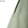 ZANZEA Women Casual V-Neck Solid Color Six Quarter Sleeve Loose Midi Dress